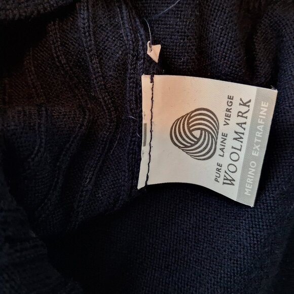 Vtg Valentino Marini Italy 100% merino wool navy cable knit mock neck sweater - Picture 4 of 8